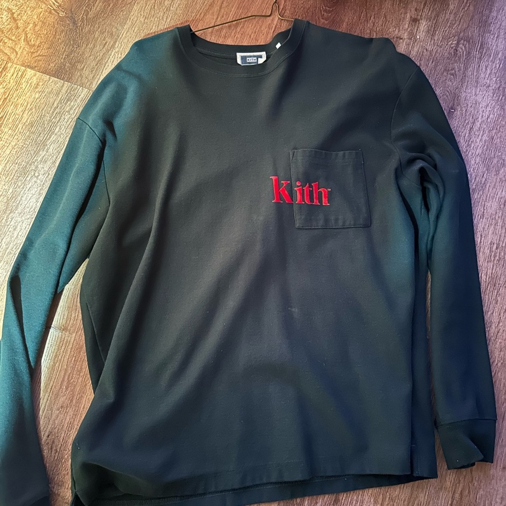 Kith Black Long Sleeve Shirt with Red Logo